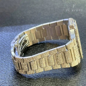 PJ moderne et élégant VVS D Color Round Moissanite Iced Out Watch pour hommes Acier inoxydable Luxe Diamant - Product Image 3