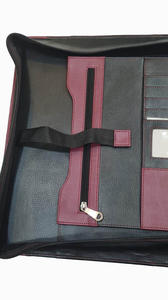 Genuine Leather Zippered Portfolio 3D <b>Ring</b> <b>Binder</b> Large Capacity Business Padfolio Folder Organizer Black Purple Pattern Holder - Product Image 4