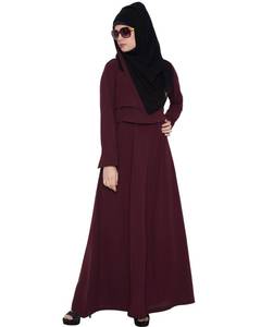 Nida Abaya สำหรับผู้หญิงเสื้อผ้ามุสลิมแบบดั้งเดิมปรับแต่งได้พร้อมผ้าพันคอปักลายสีน้ำตาลแดงพร้อมขนาดพิเศษยอมรับได้ - Product Image 1