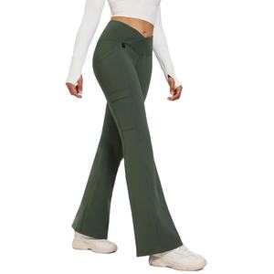 Pantalons de survêtement évasés pour femmes Pantalons de survêtement larges et amples personnalisés avec poche Pantalons de survêtement en molleton français taille mi-haute à jambe droite pour femmes - Product Image 2