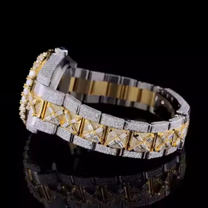 Montre de luxe en acier inoxydable VVS Moissanite Diamond Icedown faite à la main, mouvement automatique de haute qualité, nouvelle montre à cadran - Product Image 5