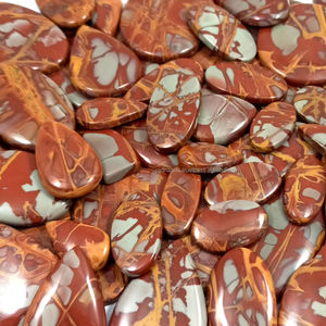 Lote al por mayor de gemas sueltas de jaspe Noreena natural, cabujón hecho a mano, parte trasera plana, para sanación, Radha Arts, mezcla de formas rojas - Product Image 1