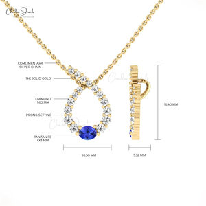 2024 nouveau 14kt or massif 0.34 Cts diamant tanzanite pierre pendentif torsadé conception déclaration cadeau de mariage fine perle religieuse - Product Image 2