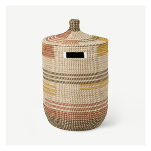 Paniers de rangement en jute et coton fabriqués à la main de qualité supérieure Boho Luxe Une touche artisanale colorée - Product Image 1