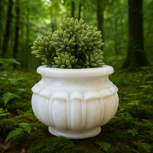Grande jardinière en marbre blanc sculptée à la main Décoration de jardin extérieur personnalisable écologique pour les maisons de luxe et l'aménagement paysager à bas prix - Product Image 2
