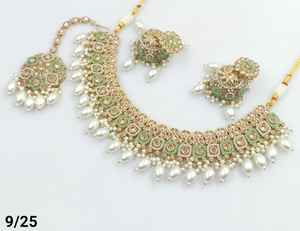 Conjunto de pendientes y collar Magtika Jhumka chapado en oro tradicional indio para mujer, diseño de gota y Perla para fiestas, mujeres y niñas - Product Image 4