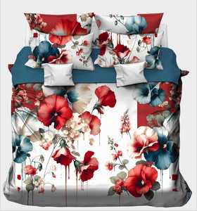Luxury King Size 100% Cotton Bedding Set with Folded 2 <b>Pillow</b> Covers Soft Touch Bold Red & <b>Blue</b> Solid - Product Image 1
