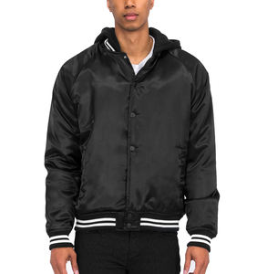 เสื้อแจ็กเก็ตเบสบอลผ้าซาตินสำหรับผู้ชายเสื้อแจ็กเก็ตแบบมีฮู้ดสำหรับใส่ไปมหาวิทยาลัยมหาวิทยาลัยระบายอากาศได้ดีเสื้อแจ็คเก็ตบอมเบอร์ขนแกะมีฮู้ดสำหรับฤดูหนาว - Product Image 1