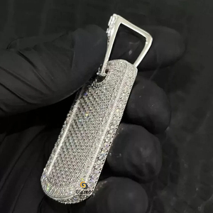 Colgante de Plata de Ley 925 hecho a mano, adornado, corte Baguette, Diamantes de moissanita VVS, diseño elegante de hip-hop para fiestas - Product Image 4