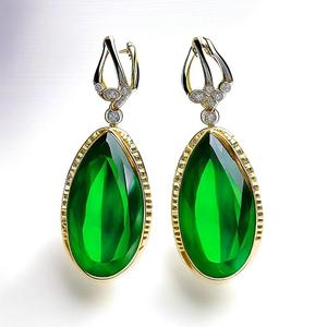 2024 Hot Sale Green Hydro 925 Sterling <b>Silver</b> Gemstone Drop <b>Earrings</b> for Women Wedding Fine Jewelry - Product Image 5