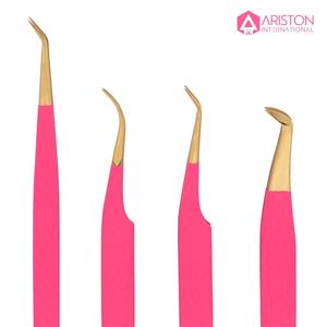 Detract Perches Ariston Juego de 4 Diamond Grip Extensiones de pestañas Pinzas Acero japonés Estuche personalizado Acero inoxidable - Product Image 6