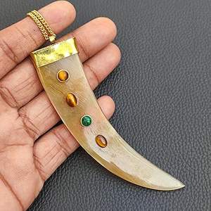 สร้อยคอเขาควายทำมือคุณภาพสูงหรูหรามีสไตล์ตะขอเบ็ดปลาสไตล์คลาสสิก - Product Image 6