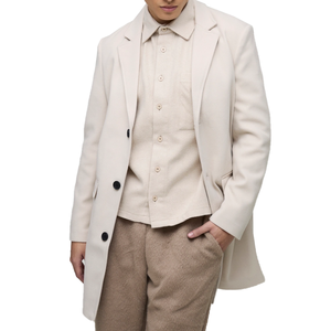 Pardessus Homme Beige Double Boutonnage Look Laine Ecologique Respirant Classique Hiver Long Manteau avec Bouton pour Tenue Formelle - Product Image 6