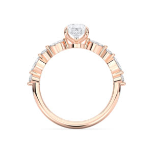 OEM 14K Rose Gold Anillo de compromiso romántico 1.36Ct Luxe Lab Grown Diamond Pear Marquise Shape para bodas - Product Image 1