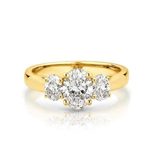Anillo de Compromiso de Tres Piedras con Corte Ovalado para Mujer - Product Image 3