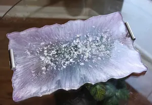 Conjunto de bandeja y posavasos de resina decorativa de diseño hecho a mano de alta calidad personalizado para restaurantes caseros de La India - Product Image 4