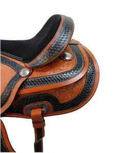 Sillín occidental de caballo de cuero genuino de calidad superior Sillín occidental de carreras de barril para montar a caballo - Product Image 6