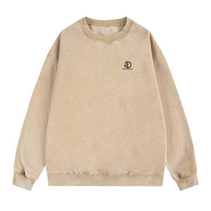 Nouveaux sweats épais en éponge française personnalisés Patchwork pull à col rond lavage à l'acide sweat en détresse hommes - Product Image 1