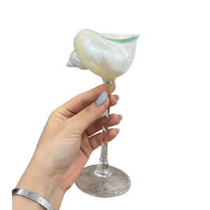 แก้วเปลือกหอยถ้วยไวน์เปลือกหอยเปลือกหอยหอยทากธรรมชาติทำด้วยมือไม่เหมือนใครสำหรับการจัดแสดงบนโต๊ะหรืองานเลี้ยงบรรยากาศชายหาด - Product Image 4