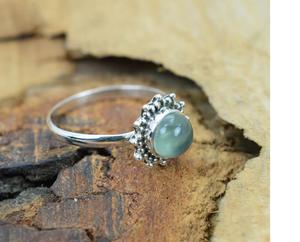 Anillo de flor de forma redonda de Prehnita verde, joyería hecha a mano de piedras preciosas naturales de Plata de Ley 925 para mujer - Product Image 3