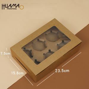 Boîtes à cupcakes en papier kraft personnalisées en gros avec fenêtre, tailles variées (1/2/4/6/8/12 trous), emballage de desserts recyclable pour boulangerie - Product Image 5