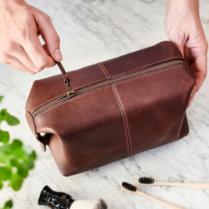 Zipper <b>Leather</b> Dopp Kit <b>for</b> Men Cosmetic Bag Grooming Unisex Toiletry <b>Anniversary</b> <b>Gift</b> <b>for</b> <b>Him</b> Wash TYG-0033C - Product Image 3
