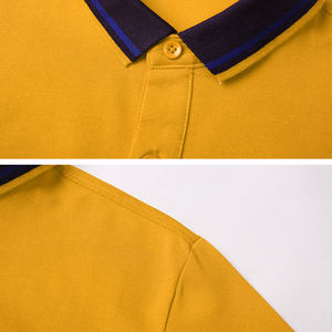 Venta al por mayor 100% algodón hombres Casual para Polo camisetas personalizadas hombres patrón sólido tela de lona para Polo camisas - Product Image 3