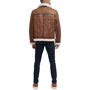 Best Quality Men's Cow Skin Shearling <b>Leather</b> <b>Jacket</b> Stand Collar Zipper Winter Windproof Eco-Friendly All Colors Sizes Front - Product Image 2