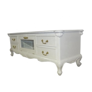 Mueble de TV de Estilo Europeo, Reproducción de Mueble de TV Antiguo, Mueble de TV Pintado de Blanco, Mueble de TV de Madera para Sala de Estar, Muebles para el Hogar - Product Image 2