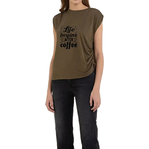 Camisetas de manga corta con cuello redondo para damas jóvenes Ropa de punto de diseño personalizado OEM de buena calidad para mujeres de Bangladesh - Product Image 1