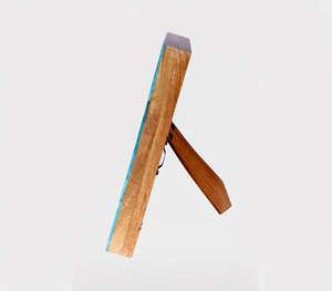 Cadre photo incrusté en bois et os de bohème fabriqué à la main ensemble rustique géométrique Chevron et turquoise carrelage Designs affichage de bureau - Product Image 6