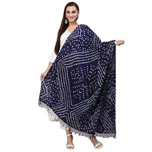 Dupatta de Mezcla de Seda Chinon de Secado Rápido para Mujer, Estilo Indio y Pakistaní (D02-Azul) - Product Image 1