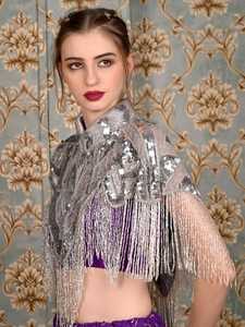 ชุดราตรีหรูหราป้องกันไฟฟ้าสถิตย์สำหรับสตรีพร้อมผ้าออร์แกนซ่าประดับลูกปัดประดับไข่มุกตกแต่งคริสตัลสวยงาม - Product Image 2