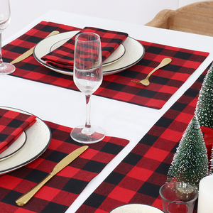 Modern Buffalo Plaid 13x19 pouces rouge noir napperons Double couche tissé anti-déversement lavable réutilisable personnalisable mariage à la maison - Product Image 2
