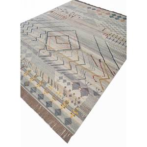 Tapis en laine et soie noués à la main Manchaha Lub-56 bleus, motif géométrique abstrait rectangulaire pour la maison, le salon, la chambre, tapis Jaipur US - Product Image 2