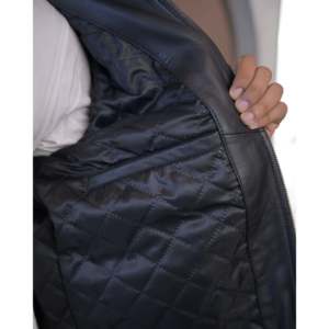 Veste en cuir noir SF001 imperméable réversible, style vintage streetwear, fermeture éclair verticale, taille XS pour l'automne et le printemps - Product Image 4