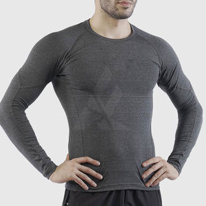 T-shirts teints unis à motif de compression à séchage rapide pour hommes avec marque privée-Prix de gros - Product Image 3