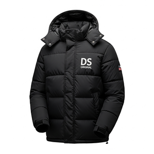 Parka matelassée décontractée pour homme automne-hiver 2023, logo personnalisé, style uni, vente chaude, prix bas, veste à capuche amovible - Product Image 3