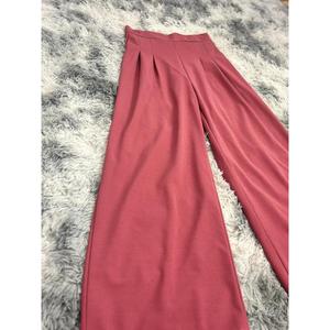 Elegantes pantalones Palazzo de longitud completa para mujer Tela de algodón de poliéster de cáñamo de seda retorcida con cintura media elástica - Product Image 6