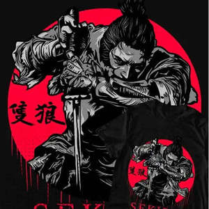 เสื้อยืดฟิตเนสผ้าเจอร์ซีย์พิมพ์ลาย Sekiro Shadows Die Twice ผ้าฝ้าย 100% ดีไซน์พิมพ์ลายแบบอัดแน่น หมายเลขรุ่นพิมพ์บนเสื้อยืด - Product Image 2