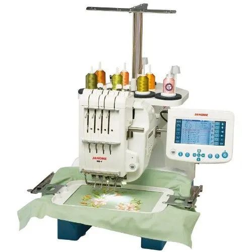 Buy With Confidence Janome MB-4S Four-Needle Embroidery Machine with included Hat Hoop and Lettering Hoops