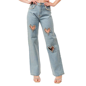 Nouveau jean en denim pour femmes élégant et tendance avec strass, pour une utilisation en extérieur, jean en denim pour femmes pour un usage décontracté, jean avec strass pour femmes - Product Image 4
