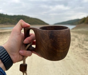 Chope à bière en bois faite à la main tasse en bois sculpté durable écologique tasse à boire en bois rustique naturel bière café thé rustique - Product Image 4