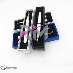 RMI Top Vente En Acier Inoxydable Diamant Grip Pince À Épiler Professionnel Extension De Cils Pince À Épiler Ensemble 5Pcs Miroir Poli Beauté - Product Image 3