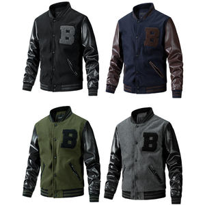 Veste universitaire de haute qualité 2026 pour hommes et femmes, broderie en chenille, manches en cuir, veste universitaire personnalisée avec lettres de baseball - Product Image 1