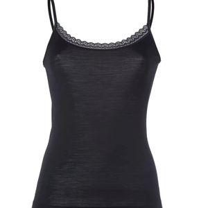 Camisole sans manches en laine et soie avec bordure en dentelle pour femme, fabriquée en Italie - Product Image 1