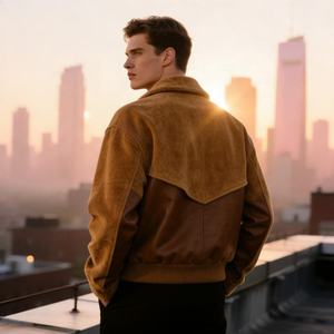 Veste en daim pour homme de haute qualité avec logo de marque personnalisé, style streetwear, multi-poches, épaisse, fermeture éclair, veste en daim pour homme - Product Image 2