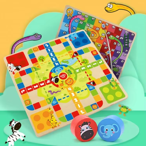 Alta calidad de madera 2 en 1 juego de ajedrez Ludo juguetes serpientes y escaleras juegos para niños juguetes de madera OEM ODM juguetes educativos - Product Image 4