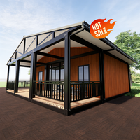Maison modulaire préfabriquée de luxe, maison-conteneur moderne avec de grandes fenêtres pour usage de villégiature et résidentiel