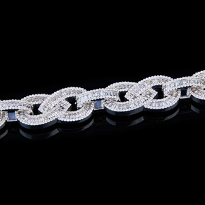 Pulsera de Cadena de Plata Chapada en Rodio con Incrustaciones de Diamantes de Imitación Moissanite, Estilo Étnico, Joyería de Lujo para la Muñeca - Product Image 3